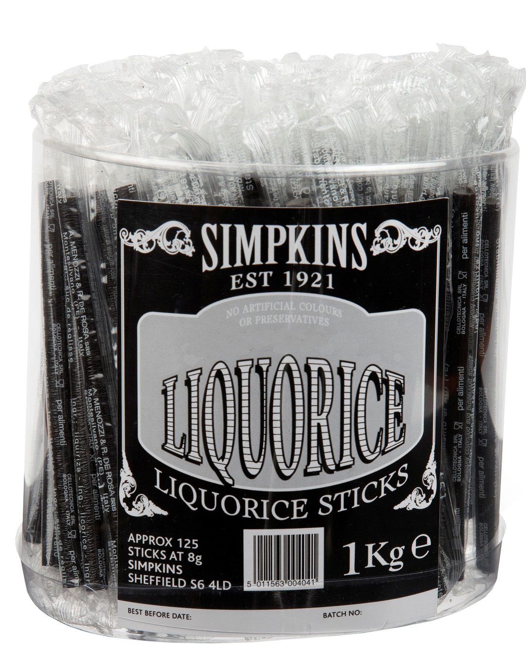 No Added Sugar Liquorice Sticks x 1kg (Approx 125pc)
