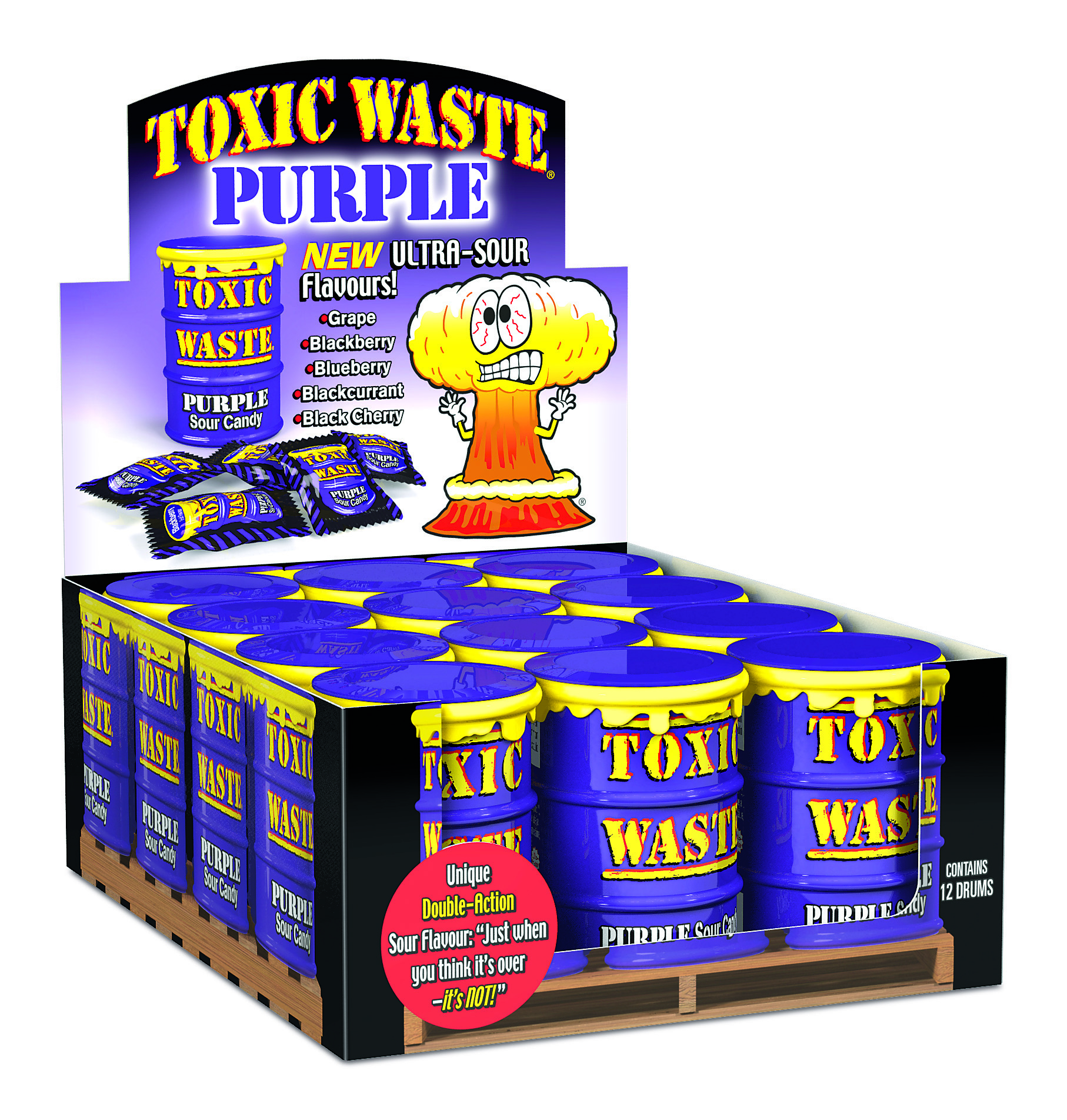 Toxic Waste Hazardously 'Purple' Ultra Sour Candy Drum 42g x 12
