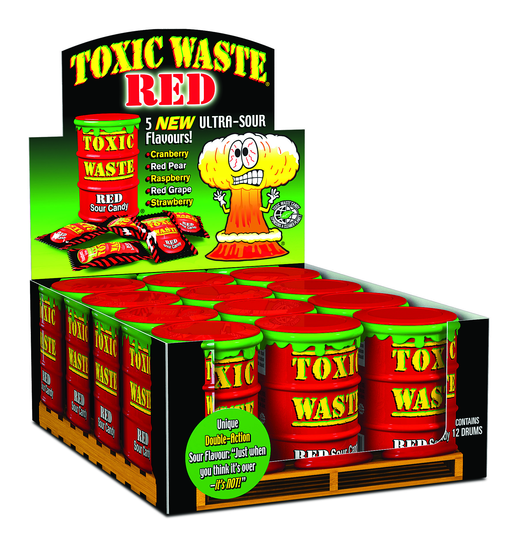 Toxic Waste Hazardously 'Red' Ultra Sour Candy Drum