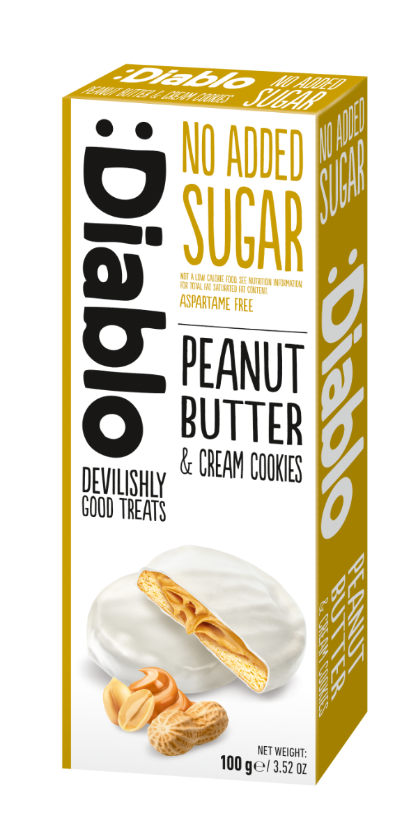 Diablo No Added Sugar Peanut Butter & Cream Cookies 100g x 24