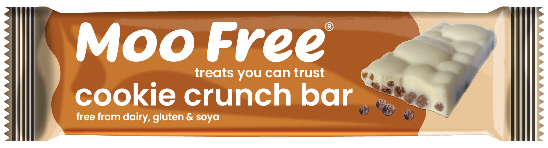 Moo Free Cookie Crunch, White Chocolate Bar with Crunchy Cocoa Balls 35g x 20