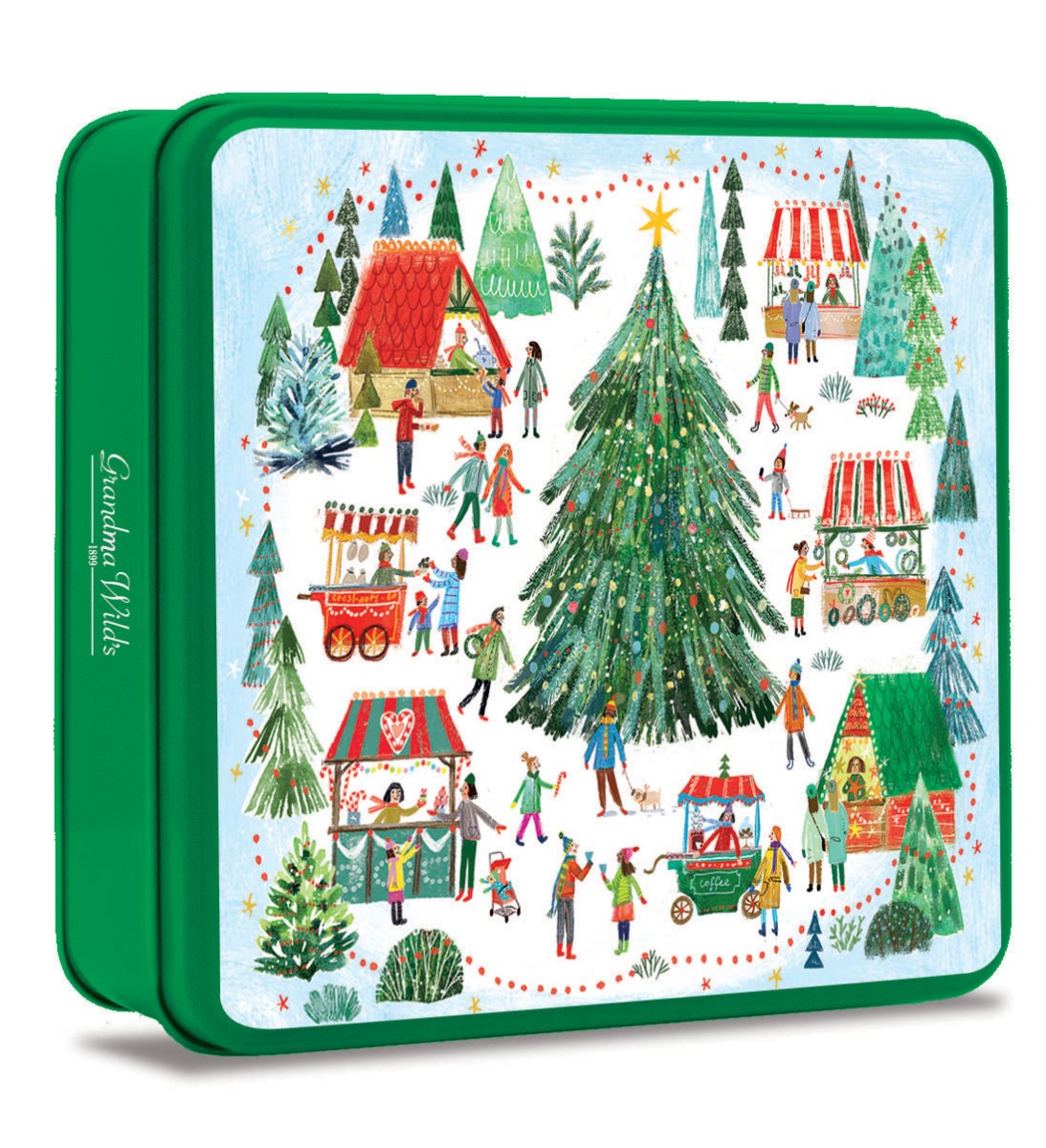 Embossed Christmas Village Market Tin 6 x 160g