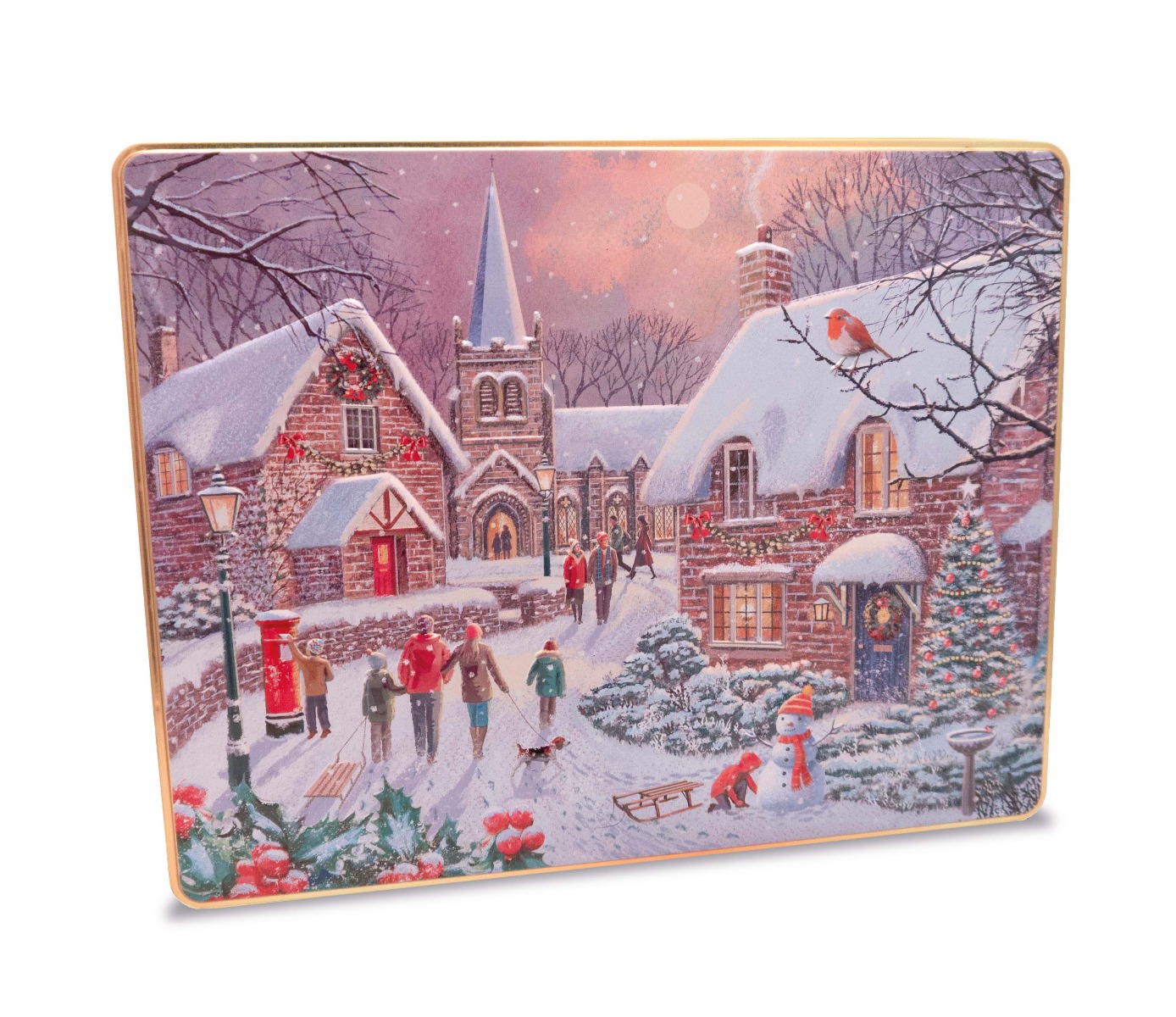 Winter Village Tin - Chocolate Chip, Stem Ginger & Lemon, All Butter Shortbread, Clotted Cream Choco