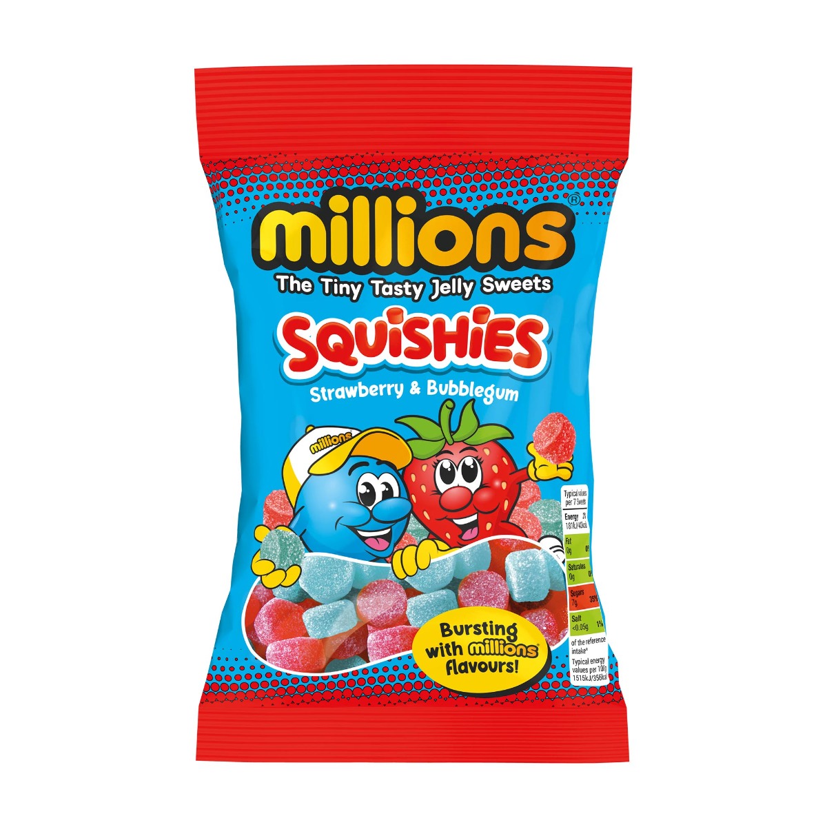 Millions Squishies Strawberry & Bubblegum 130g x 12