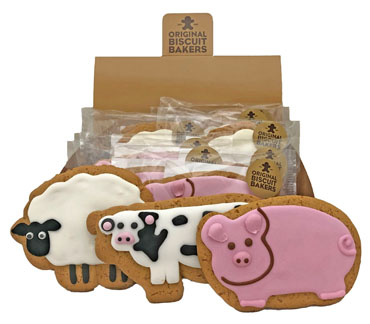 Assorted Farmyard Animals x 12 (4 each design Pig 55g, Sheep 55g  Cow 70g)