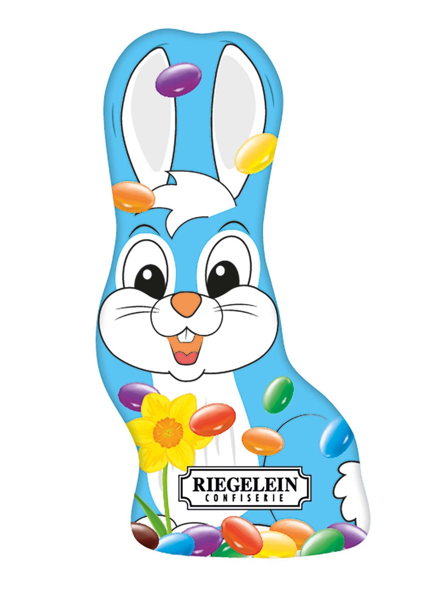 Long Eared Bunny Filled with Candy Covered Chocolate Beans 100g x 12