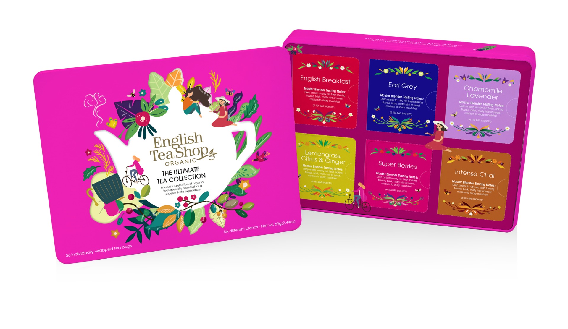 Ultimate Tea Collection Gift Tin 36 Tea Bag Sachets (6 flavours) 69g x 6 Zero VAT