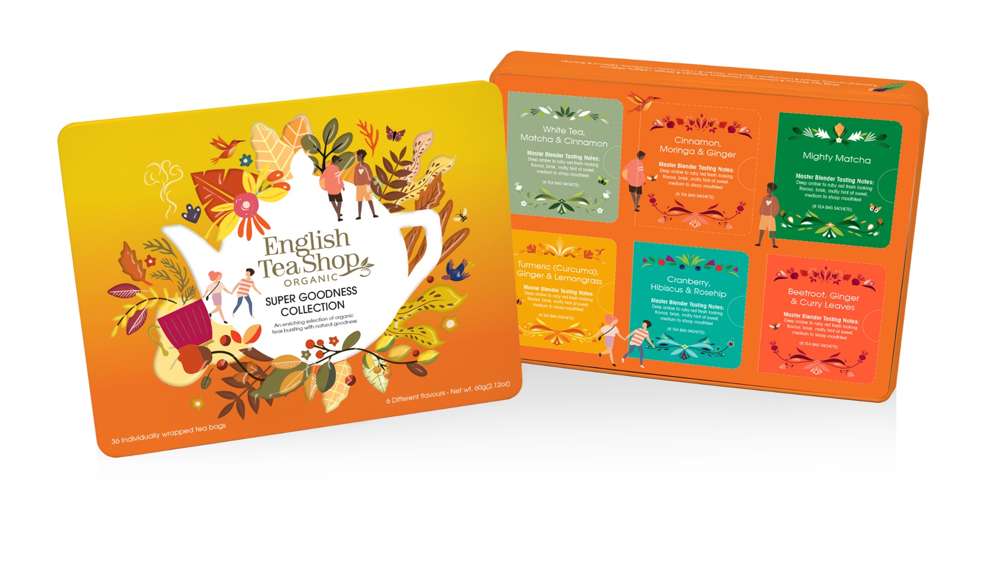 Super Goodness Collection Gift Tin 36 Tea Bag Sachets (6 flavours) 60g x 6 Zero VAT