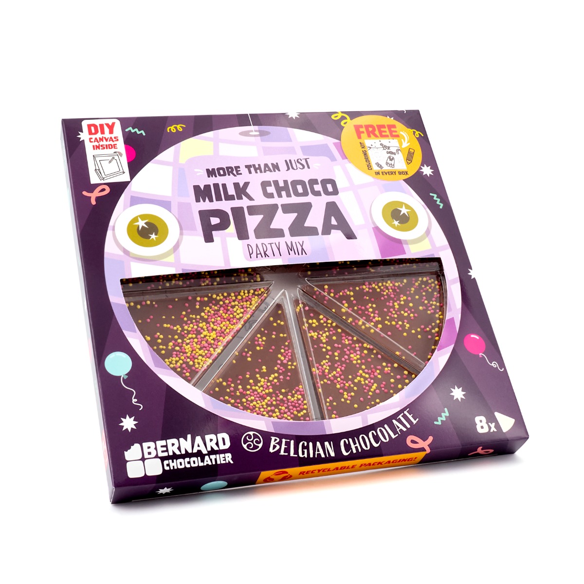 Milk Chocolate Party Pizza (Pink Sprinkles) 85g x 10