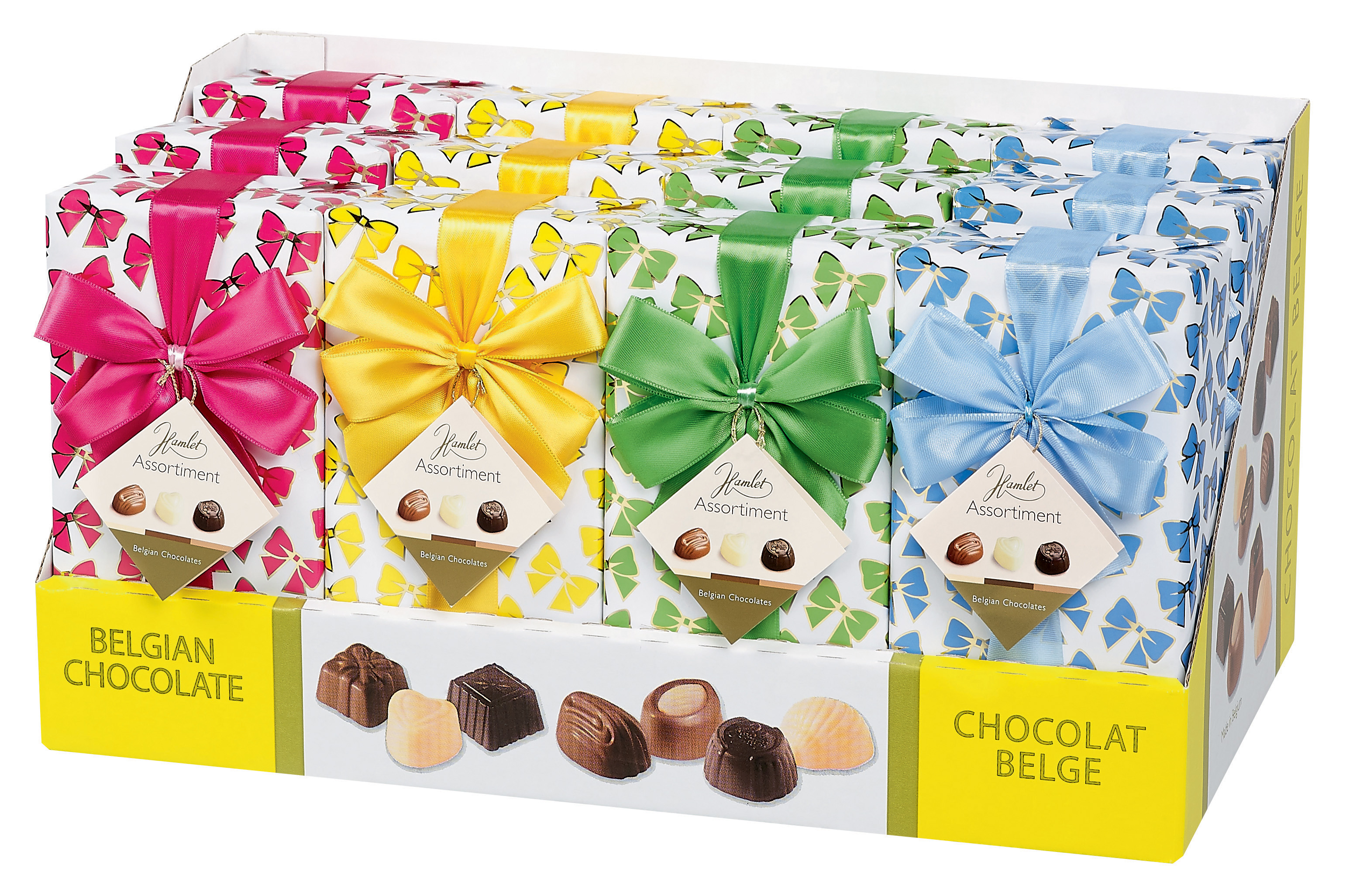 Bow Wrapped Ballotins with Ribbon (Pink, Yellow, Green & Blue) 250g x 12