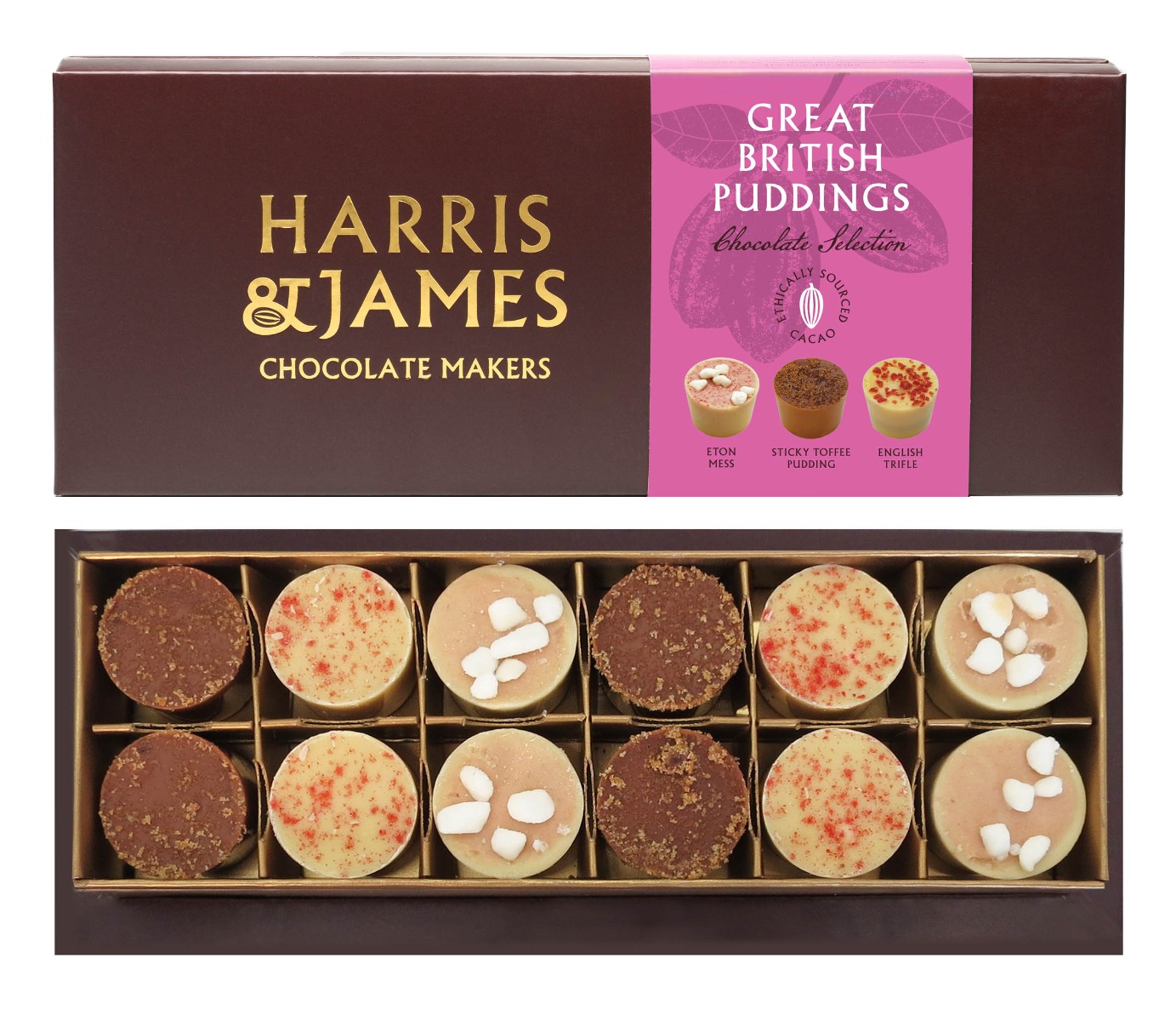 Harris & James Great British Puddings Selection 12 pieces gift box 180g x 9