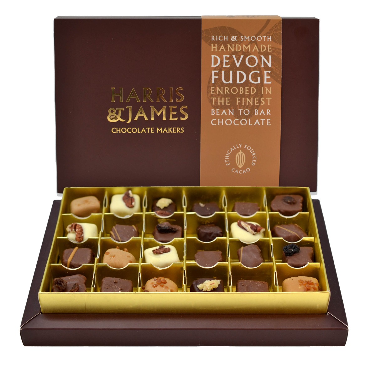 Harris & James Devon Fudge - Chocolate Enrobed - 24 piece selection 265g x 6