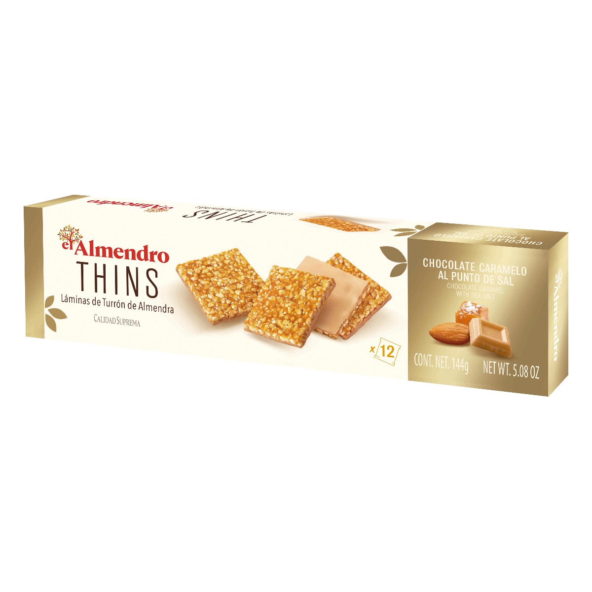 Crunchy Almond Thins - Chcocolate and Caramel Sea Salt 144g x 10 dated 30.11.2025