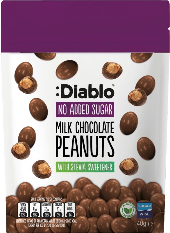 Diablo No Added Sugar Chocolate Peanuts 40g x 24