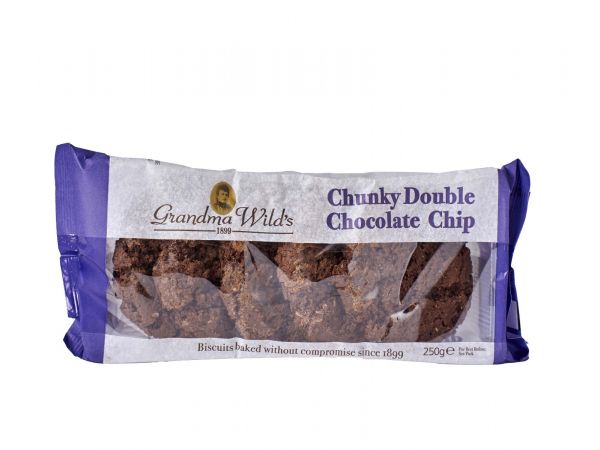 Chunky Double Choc Chip Crunchy Cookies 5pk 250g x 12