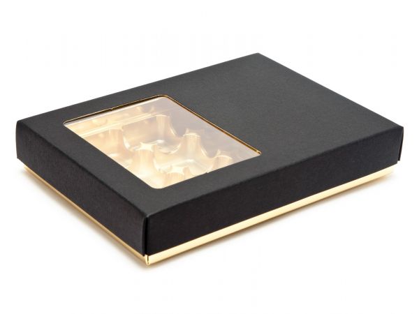 12 Choc Deluxe Bright Gold Buffer Base with Black Window Lid  (190 x 139 x 32mm)  x 10