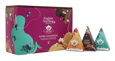 Super Goodness Collection 12 Pyramid Tea Bags (Cranbery Hibiscus Rosehip, Mate Cocoa & Coconut, Ceyl