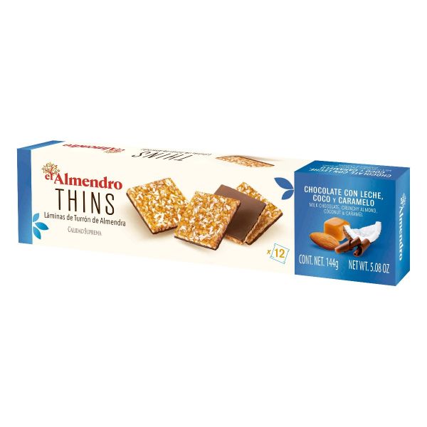 Crunchy Almond Thins - Milk Chocolate & Coconut 144g x 10