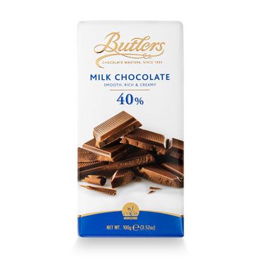 Butlers 40% Milk Chocolate Bar 100g x 18 DATED 08.05.2024