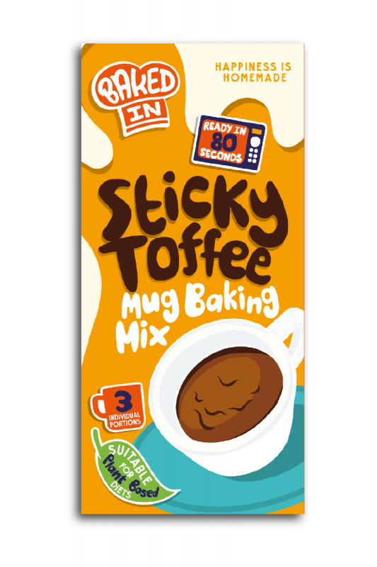 Bakedin Sticky Toffee Mug Cake Mix (3  Sachets) 150g x 8 Zero VAT