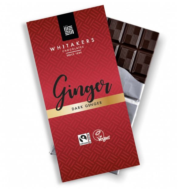 Dark 55% Ginger Chocolate Bar 90g x 12, Fairtrade