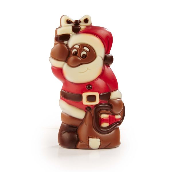 Santa with Gifts Milk Chocolate Hollows in bag with bow  75g x 10, 13.5cm height