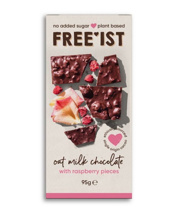 FREE'IST No Added Sugar Oat Milk Chocolate with Raspberry 95g x 10