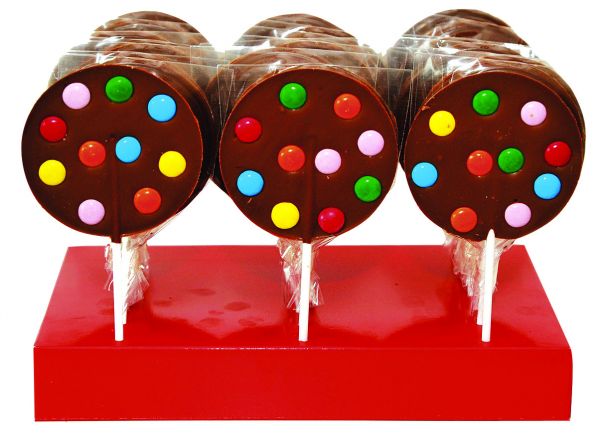 Milk Chocolate Lollies with Coloured Chocolate Beans 50g x 24