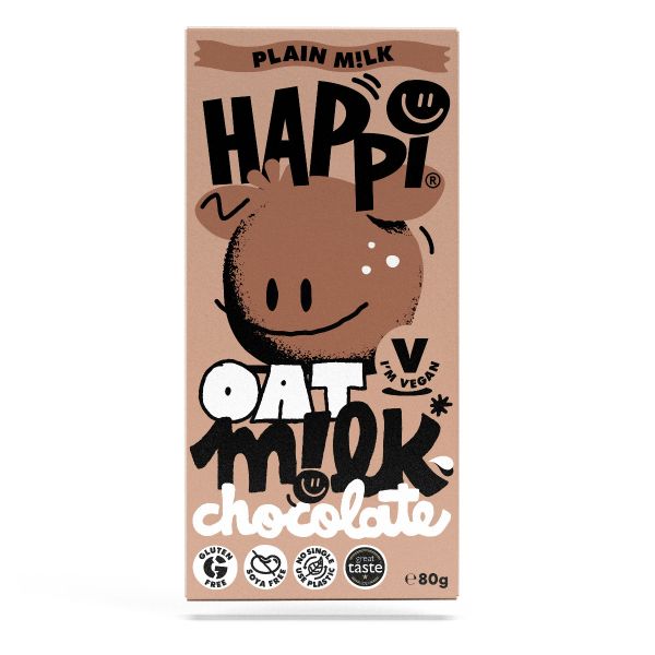 HAPPi Oat M!lk Plain Chocolate 80g x 12 DATED 14.04.2024