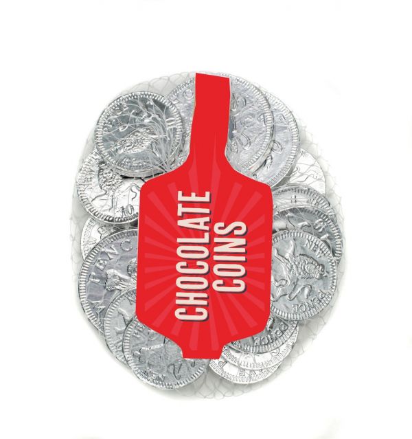 Silver Net White Chocolate Coins (English currency) 50g x 100