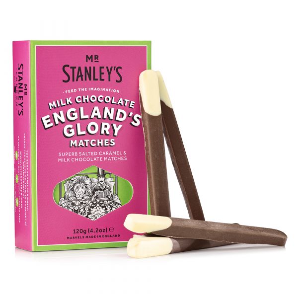England's Glory Milk Chocolate Matches with Caramel & Sea Salt 120g x 12