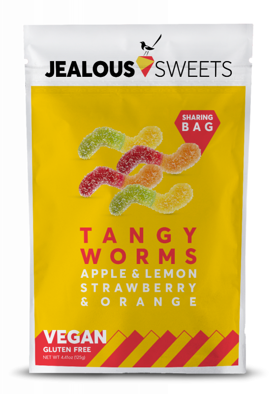 Tangy Worms Share Bags - Apple, Lemon, Strawberry & Orange 125g x 7