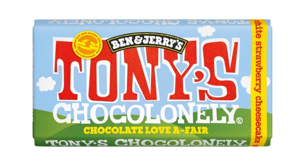 Tony's Chocolonely White Chocolate Strawberry Cheesecake 180g x 15 FAIRTRADE