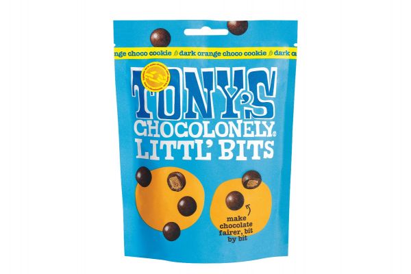 Tony's Chocolonely Littl' Bits Dark Orange Choco cookie Fairtraide UK 100g x 8