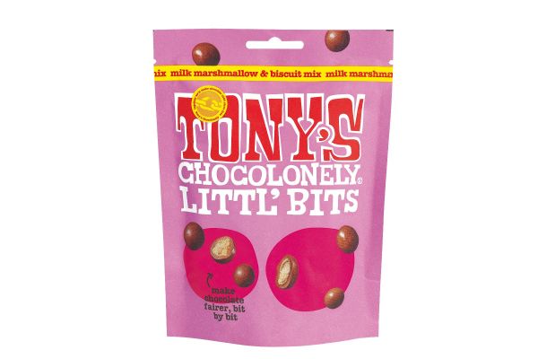 Tony's Chocolonely Littl' Bits Milk Marshmallow & Biscuit Mix Fairtrade UK 100g x 8