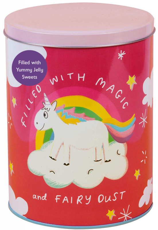 Happy News Unicorn Tin with Unicorn & Star Shaped Jellies 400g x 3