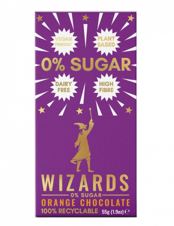 Wizards 0% Sugar Orange Chocolate Bar 55g x 12