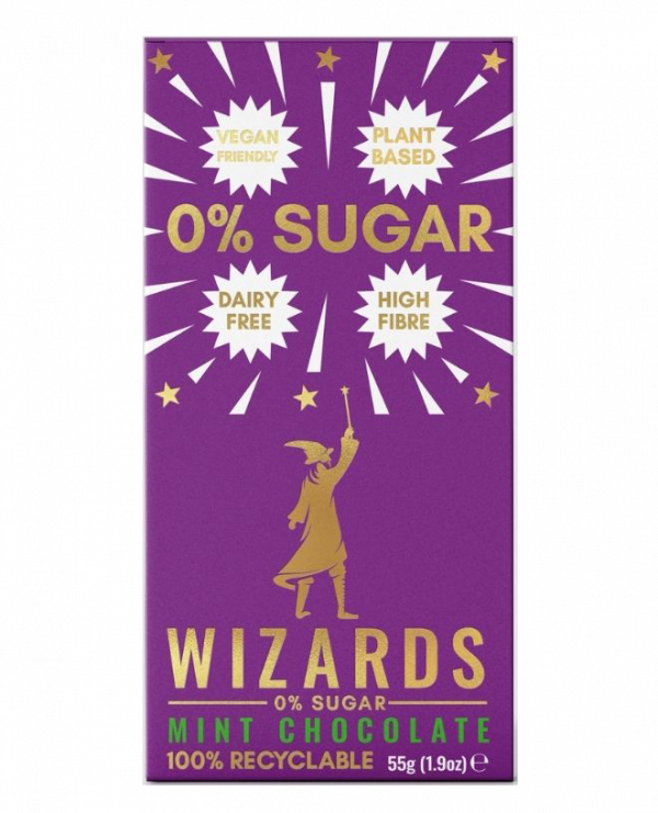 Wizards 0% Sugar Mint Chocolate Bar 55g x 12