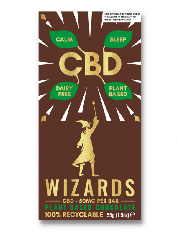 Wizards CBD Plant Based Chocolate Bar 55g x 12 DATED 31.05.2024