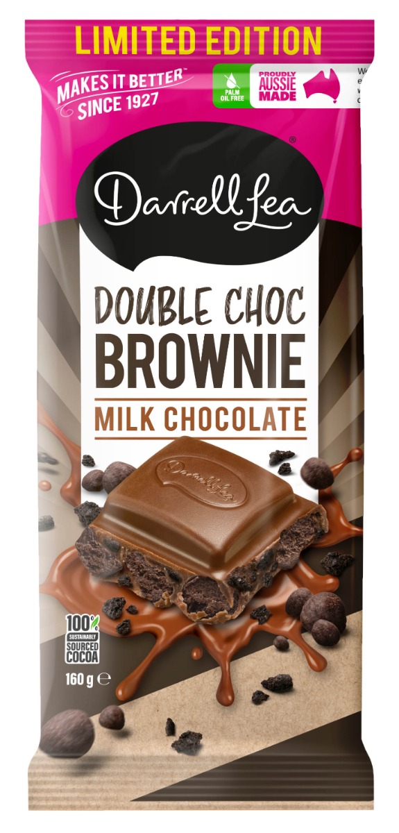 Darrell Lea Double Choc Brownie Milk Chocolate Block 160g x 17