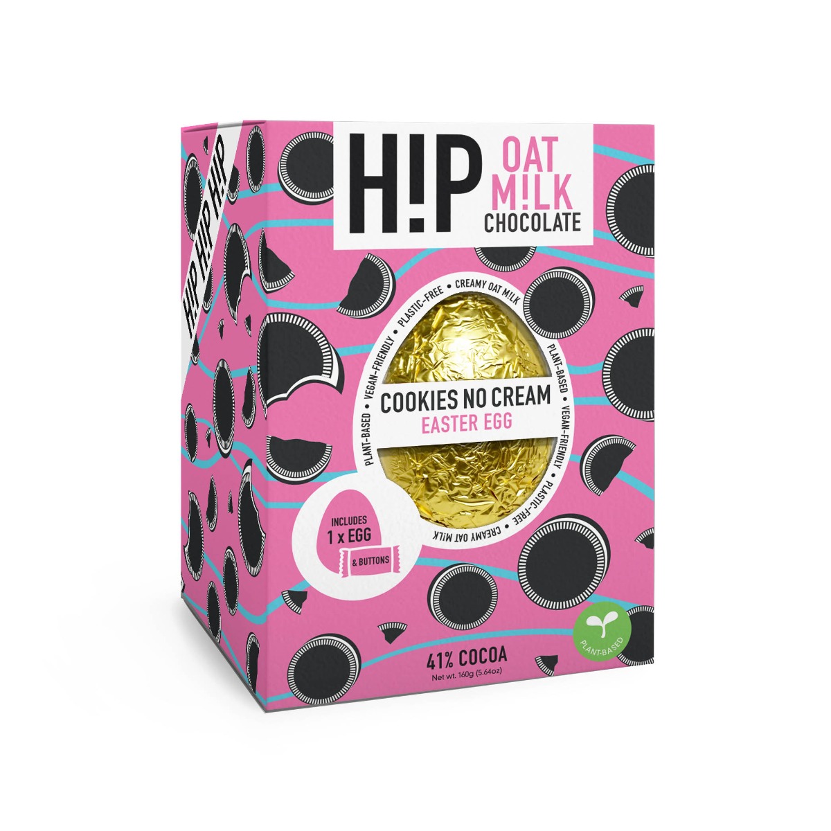 H!P Cookies No Cream Oat Milk Chocolate Easter Egg 150g x 8
