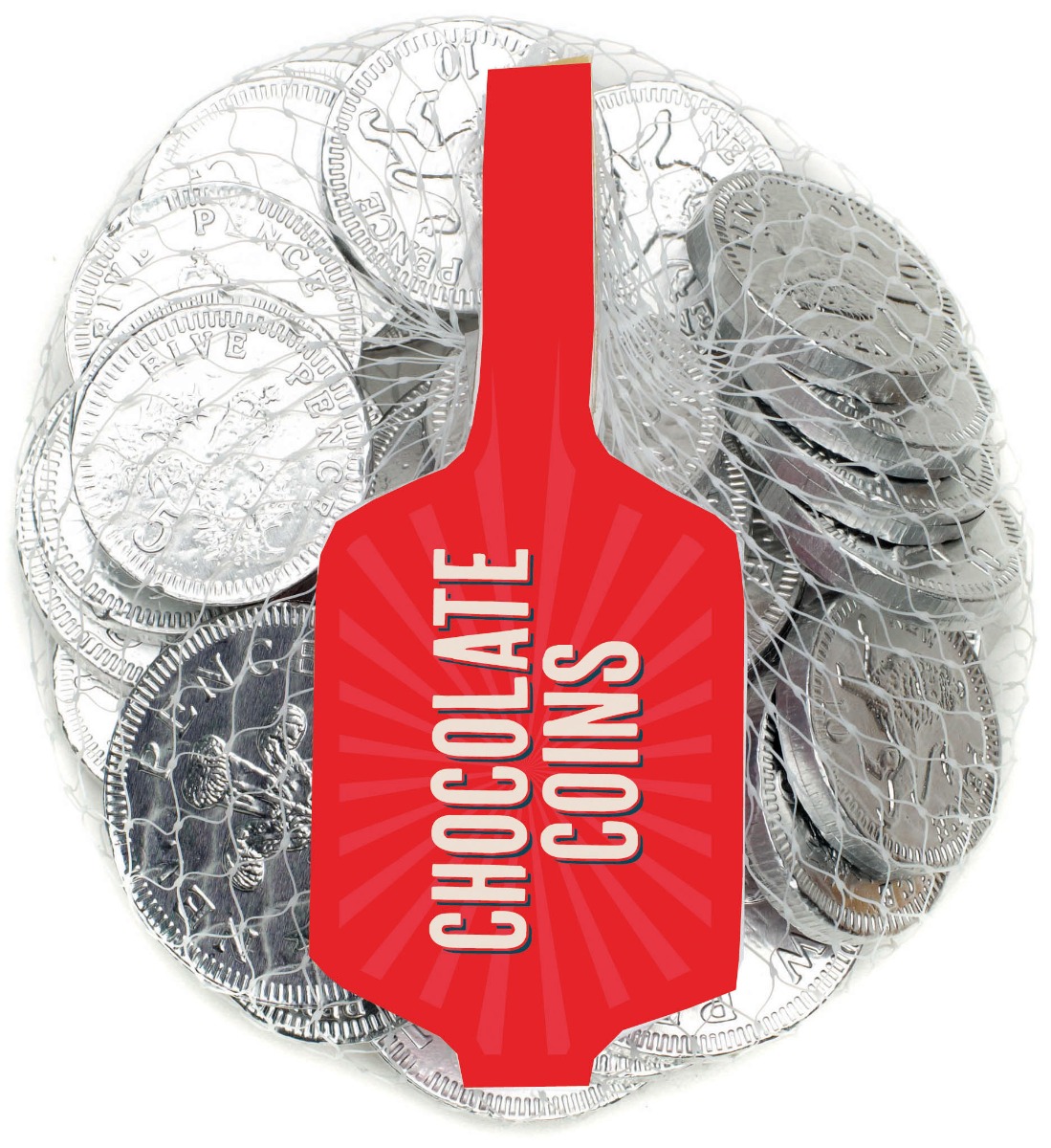 Silver Net White Chocolate Coins (English currency) 100g x 36