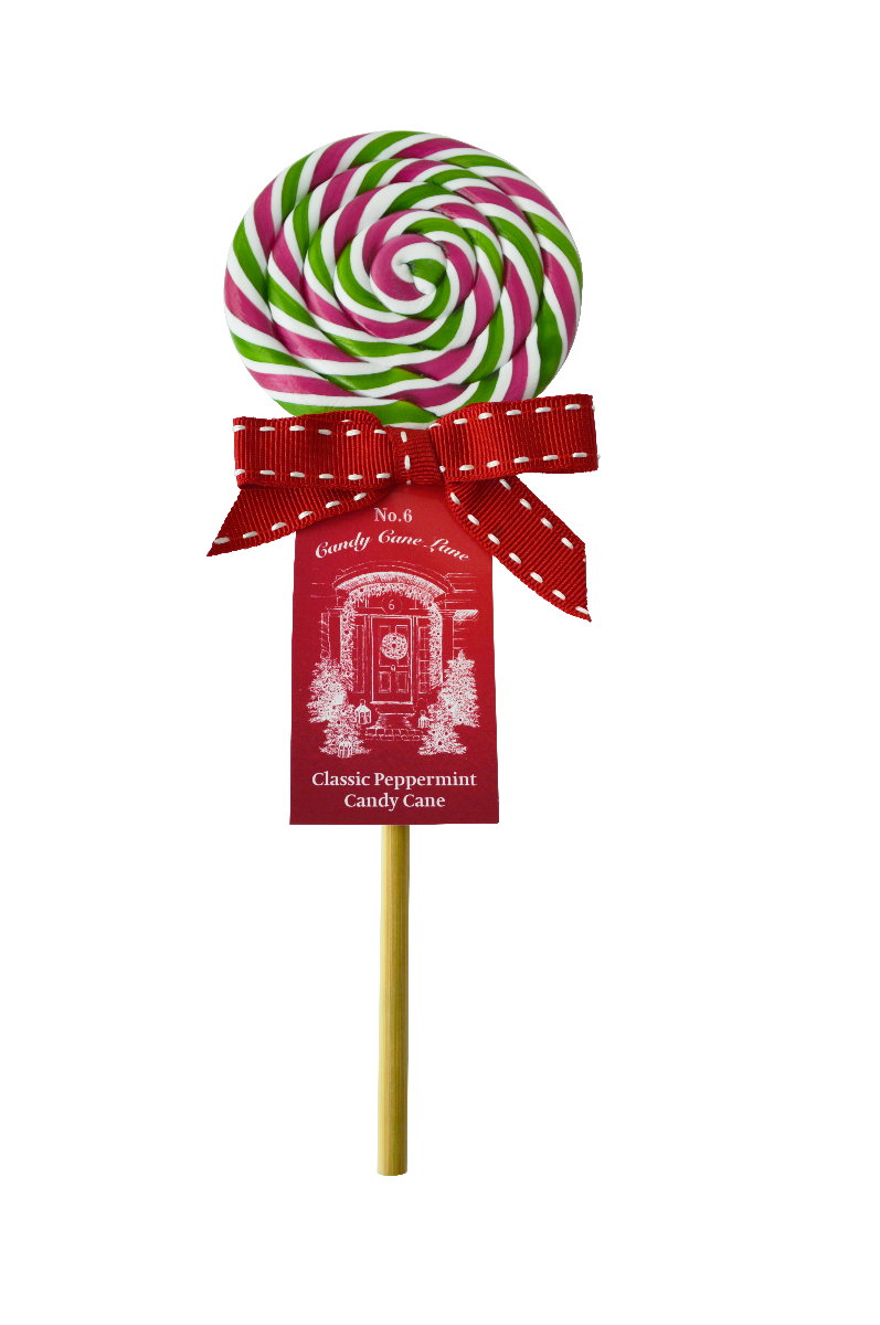No.6 Candy Cane Lane Red & White & Green Spiral Lolly 55g