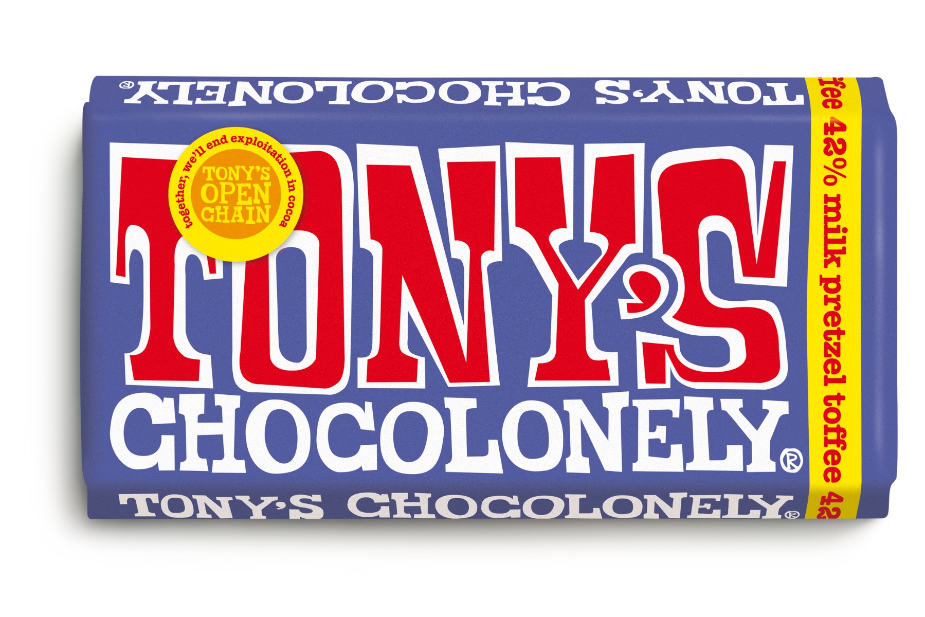 Dark Milk Chocolate, Pretzel and Toffee 42% 180g x 15 FAIRTRADE