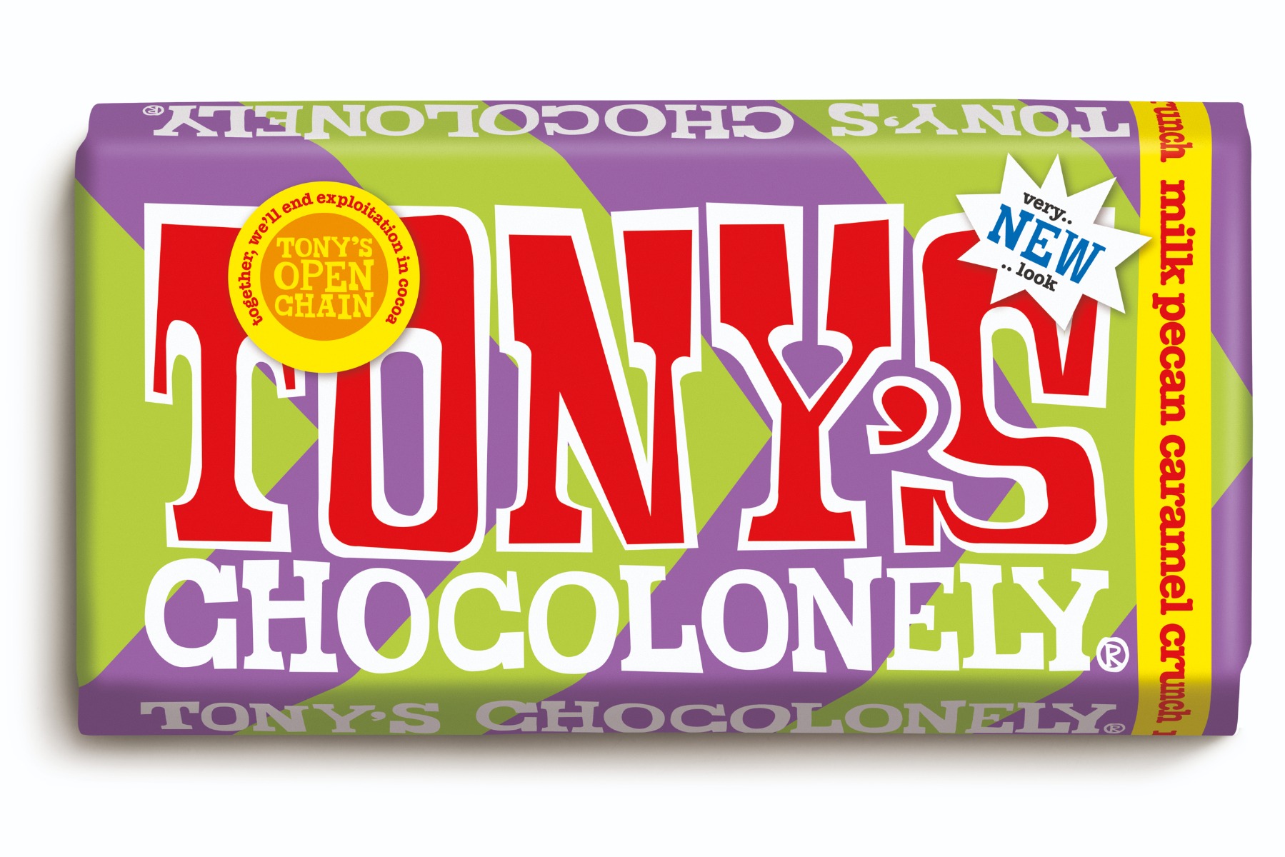 Tony's Chocolonely Milk Chocolate Pecan Caramel Crunch 180g x 15